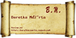 Beretka Márta névjegykártya